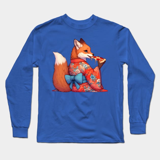 Pizza wolf for pizza lovers Long Sleeve T-Shirt by Japanese Fever